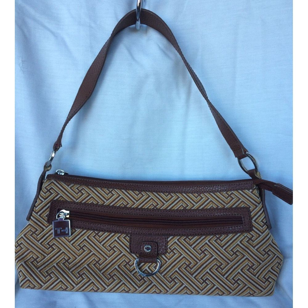 TOMMY HILFIGER‎ BROWN/WHITE/TAN SHOULDER BAG HANDBAG PURSE